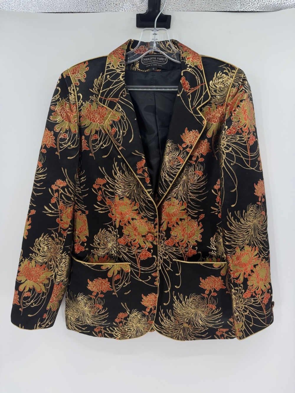 Charlotte Ford II Women's Metallic Floral Blazer - Black Multi - 6